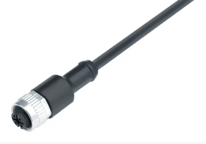 Sensor actuator cable, M12-cable socket, straight to open end, 8 pole, 5 m, PUR, black, 2 A, 77 3430 0000 50708 0500