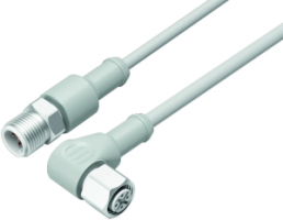Sensor actuator cable, M12-cable plug, angled to M12-cable socket, straight, 3 pole, 2 m, PVC, gray, 4 A, 77 3734 3729 20403-0200