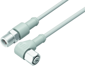 Sensor actuator cable, M12-cable plug, straight to M12-cable socket, angled, 3 pole, 5 m, TPE, gray, 4 A, 77 3734 3729 40403-0500