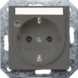 German schuko-style socket outlet with label field, metal, 16 A/250 V, Germany, IP20, 5UB1925