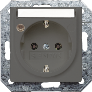 German schuko-style socket outlet with label field, metal, 16 A/250 V, Germany, IP20, 5UB1944