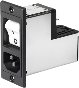 IEC plug C14, 50 to 60 Hz, 10 A, 250 VAC, faston plug 6.3 mm, 3-120-424
