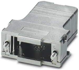 D-Sub connector housing, size: 2 (DA), angled 45°, cable Ø 3.5 to 8.6 mm, ABS, metallisiert, silver, 1419718