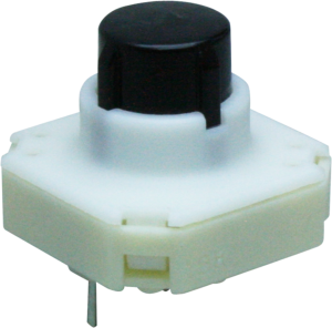 Short-stroke pushbutton, 1 Form A (N/O), 100 mA/35 V AC/DC, unlit , actuator (white, L 7.7 mm), 2.9 N, THT