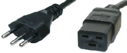 Device connection line, Brazil, plug type N, straight on C19 jack, straight, H05VV-F3G1.5mm², black, 2.5 m