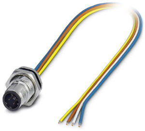 Sensor actuator cable, M12-cable plug, straight to open end, 4 pole, 0.5 m, TPE, 4 A, 1419603
