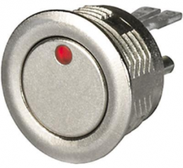 Pushbutton, 1 pole, silver, illuminated  (red/green), 80 mA/48 VDC, mounting Ø 16.1 mm, IP67, 3-109-100