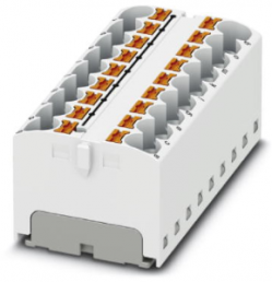 Distribution block, push-in connection, 0.2-6.0 mm², 18 pole, 32 A, 6 kV, white, 3273846