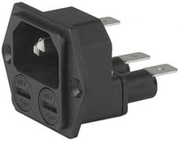 Combination element C14, 3 pole, screw mounting, plug-in connection, black, 4707.1000