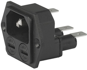 Combination element C14, 3 pole, screw mounting, plug-in connection, black, 4707.2000