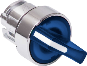 Selector switch, latching, waistband round, blue, front ring silver, 2 x 90°, mounting Ø 22 mm, ZB4BK1263