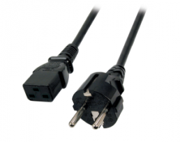 Power cord, Europe, plug type E + F, straight on C13 jack, straight, black, 3 m
