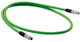 Sensor actuator cable, M8-cable plug, straight to M8-cable plug, straight, 4 pole, 0.5 m, PUR, green, 2134C7C7477005