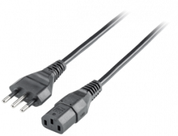 Device connection line, Italy, plug type L, straight on C13 jack, straight, black, 3 m