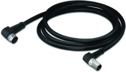 Sensor actuator cable, M12-cable socket, angled to M8-cable plug, angled, 3 pole, 1 m, PUR, black, 4 A, 756-5504/030-010