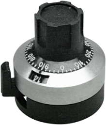 Analogue adjustment knob, 6.35 mm, 15, silver/black