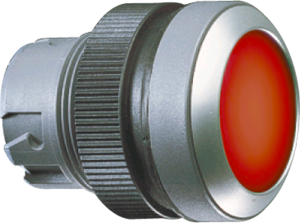 Pushbutton, illuminable, groping, waistband round, red, front ring silver, mounting Ø 22.3 mm, 1.30.240.021/1300