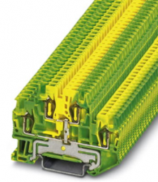 Protective conductor double level terminal, spring balancer connection, 0.08-1.5 mm², 4 pole, 6 kV, yellow/green, 3036013