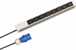 Socket Strip, IEC C19, 16 A, IEC 60309 Plug,8x IEC C19, 19"