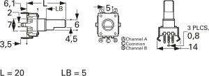 Incremental encoder, 5 V, impulses 24, PEC12R-4120F-S0024