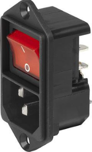 Plug C14, 3 pole, screw mounting, plug-in connection, black, 4302.2101