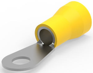 Insulated ring cable lug, 21 mm², AWG 4, 8.33 mm, M8, yellow