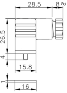 Valve connector, DIN shape C, 2 pole + PE, 250 V, 1.0 mm², KD136000B7