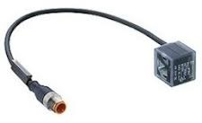 Sensor actuator cable, M12-cable plug, straight to valve connector, 5 pole, 0.3 m, PUR, black, 29987