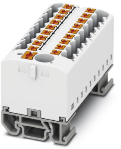 Distribution block, push-in connection, 0.14-4.0 mm², 19 pole, 24 A, 8 kV, white, 3274222