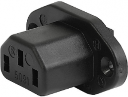 Built-in appliance socket F, 3 pole, screw mounting, solder connection, black, 6182.0039