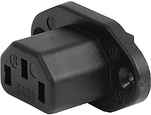 Built-in appliance socket F, 3 pole, screw mounting, solder connection, black, 6182.0037