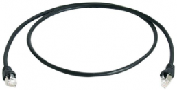 Patch cable, RJ45 plug, straight to RJ45 plug, straight, Cat 6A, S/FTP, PVC, 0.5 m, black