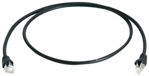 Patch cable, RJ45 plug, straight to RJ45 plug, straight, Cat 6A, S/FTP, PVC, 1 m, black