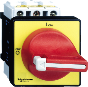 Emergency stop/main switch, Rotary actuator, 3 pole, 25 A, (W x H) 60 x 74 mm, panel mounting, VCD0
