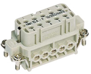 Socket contact insert, 10A, 10 pole, equipped, screw connection, with PE contact, 09200102812