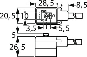Sensor actuator cable, valve connector DIN shape B to open end, 3 pole, 2 m, PVC, black, 4 A, 12253