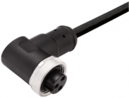 Sensor actuator cable, 7/8"-cable socket, angled to open end, 3 pole, 10 m, PUR, black, 12 A, 1292111000