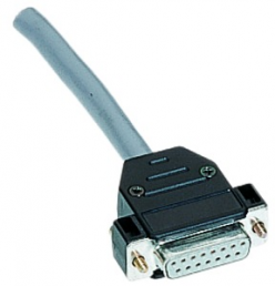 D-Sub connector housing, size: 1 (DE), straight 180°, cable Ø 1.5 to 7.5 mm, thermoplastic, black, 09670090442