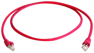 Patch cable, RJ45 plug, straight to RJ45 plug, straight, Cat 6A, S/FTP, PVC, 0.5 m, red