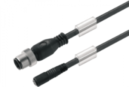Sensor actuator cable, M12-cable plug, straight to M8-cable socket, straight, 3 pole, 3 m, PUR, black, 4 A, 1984530300