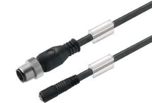 Sensor actuator cable, M12-cable plug, straight to M8-cable socket, straight, 3 pole, 3.5 m, PUR, black, 4 A, 1984530350