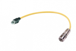Sensor actuator cable, M12-cable plug, straight to RJ45-cable plug, straight, 8 pole, 0.2 m, PVC, yellow, 09488223757002