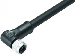 Sensor actuator cable, M12-cable socket, angled to open end, 3 pole + PE, 2 m, PUR, black, 12 A, 77 0694 0000 50704-0200