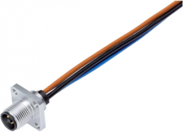 Sensor actuator cable, M12-flange plug, straight to open end, 4 pole, 0.2 m, 12 A, 09 0631 070 04