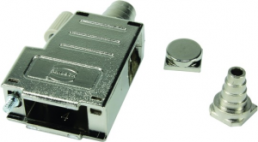 D-Sub connector housing, size: 1 (DE), straight 180°, angled 90°, cable Ø 11.5 mm, thermoplastic, shielded, silver, 09670090435