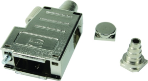 D-Sub connector housing, size: 2 (DA), straight 180°, angled 90°, cable Ø 11.5 mm, thermoplastic, shielded, silver, 09670150435