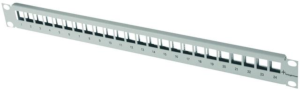 19 inch module carrier, 24 x RJ45, horizontal, 1-row, (W x H x D) 482.6 x 44 x 28 mm, light gray, 100021496