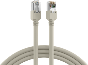 Patch cable, RJ45 plug, straight to RJ45 plug, straight, Cat 5e, F/UTP, LSZH, 1 m, gray