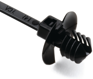 Cable tie with lamellar foot and plate, polyamide, (L x W) 110 x 2.5 mm, bundle-Ø 1.5 to 20 mm, black, -40 to 85 °C