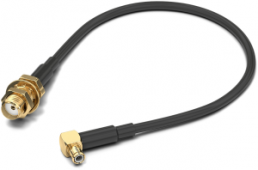 Coaxial cable, SMA jack (straight) to MCX plug (angled), 50 Ω, RG-316/U, grommet black, 152.4 mm, 65501710515301